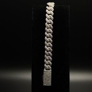 10mm 7” VVS1 cuban link bracelet on solid .925 silver chain